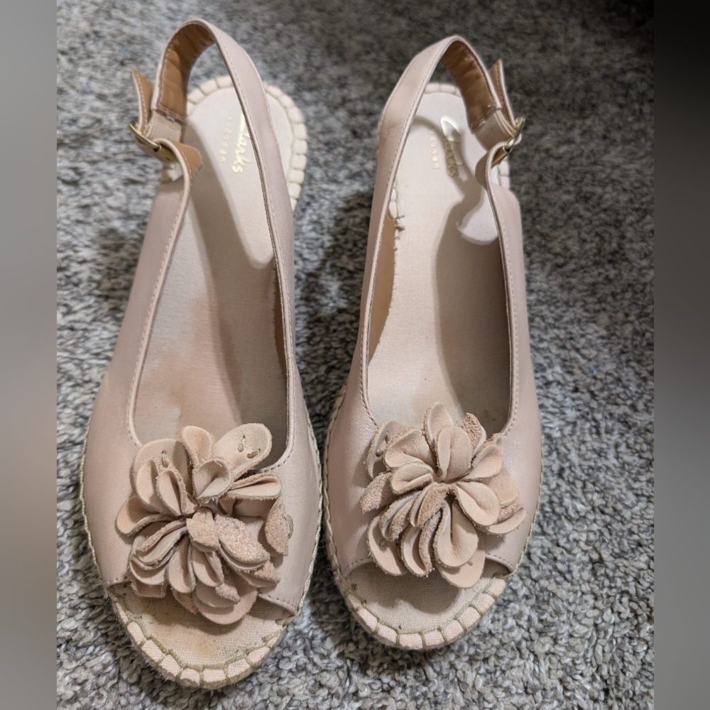Blush wedge espadrilles